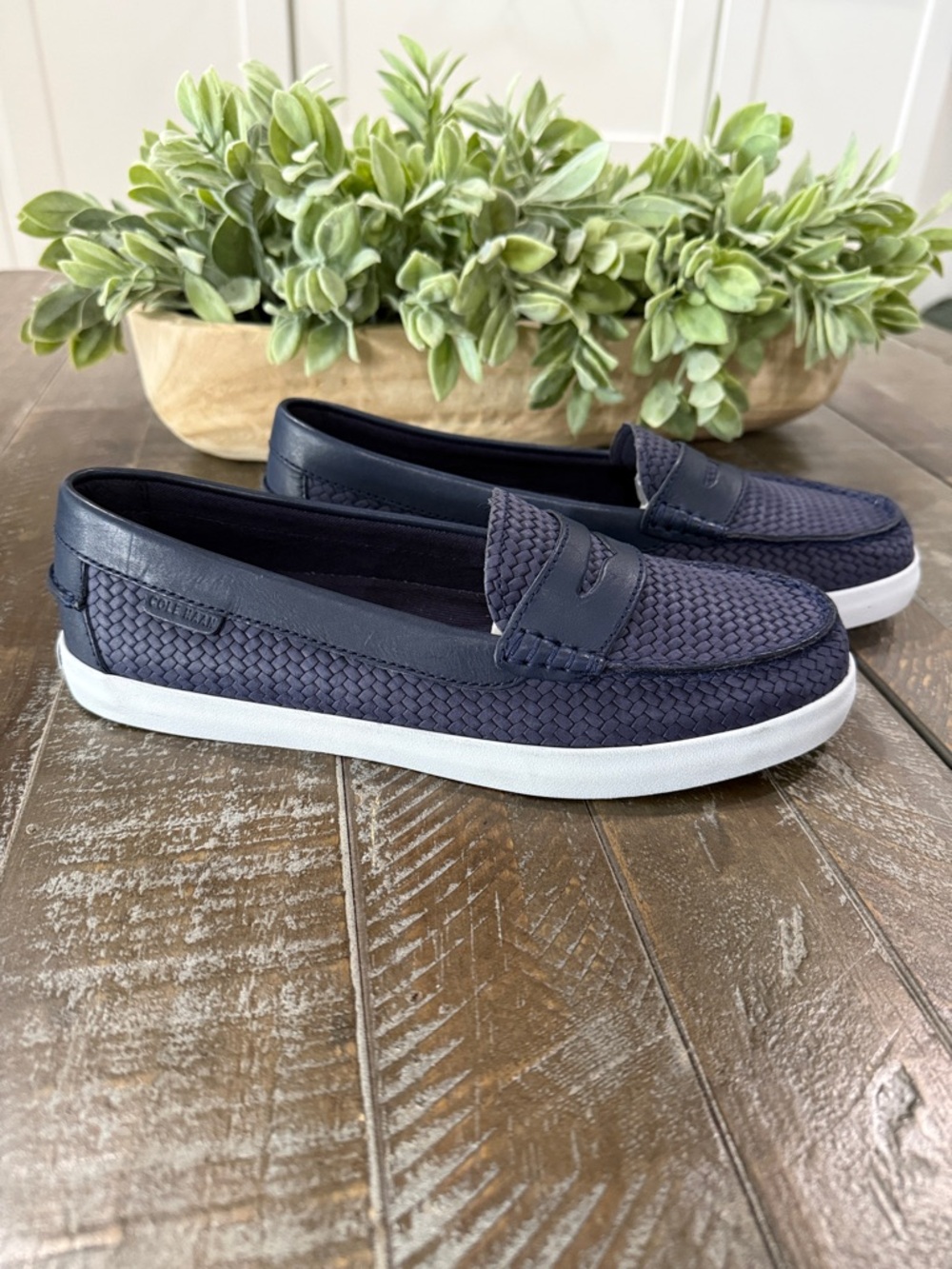 NWOT Cole Haan Nantucket Loafer II Navy Woven Penny Loafers - Women’s 7.5B
